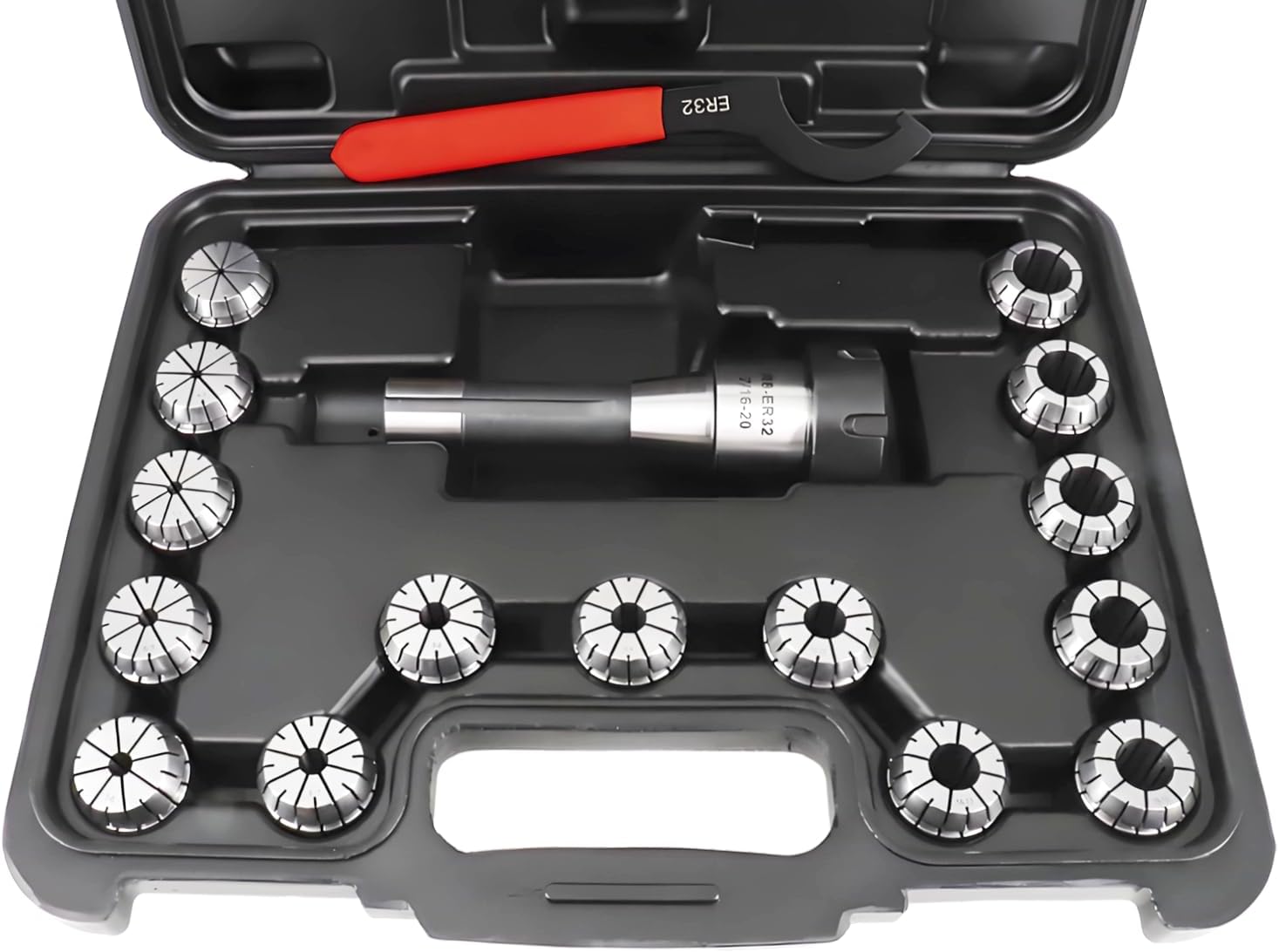 17 PCS R8 ER32 Collet Holder Set R8 End Mill ER32 Collet Chuck Kit for CNC Engraving Machine & Milling Lathe Tool (0.0004" Accuracy)
