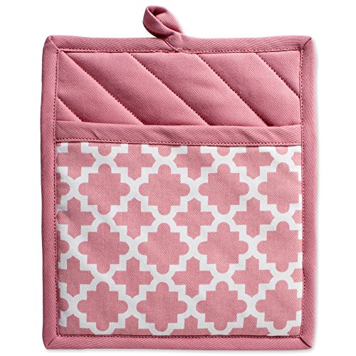Dii Lattice Basics Collection Kitchen Essentials, Oven Mitt & Potholder Set, Rose Pink, 2, Piece #TOP1