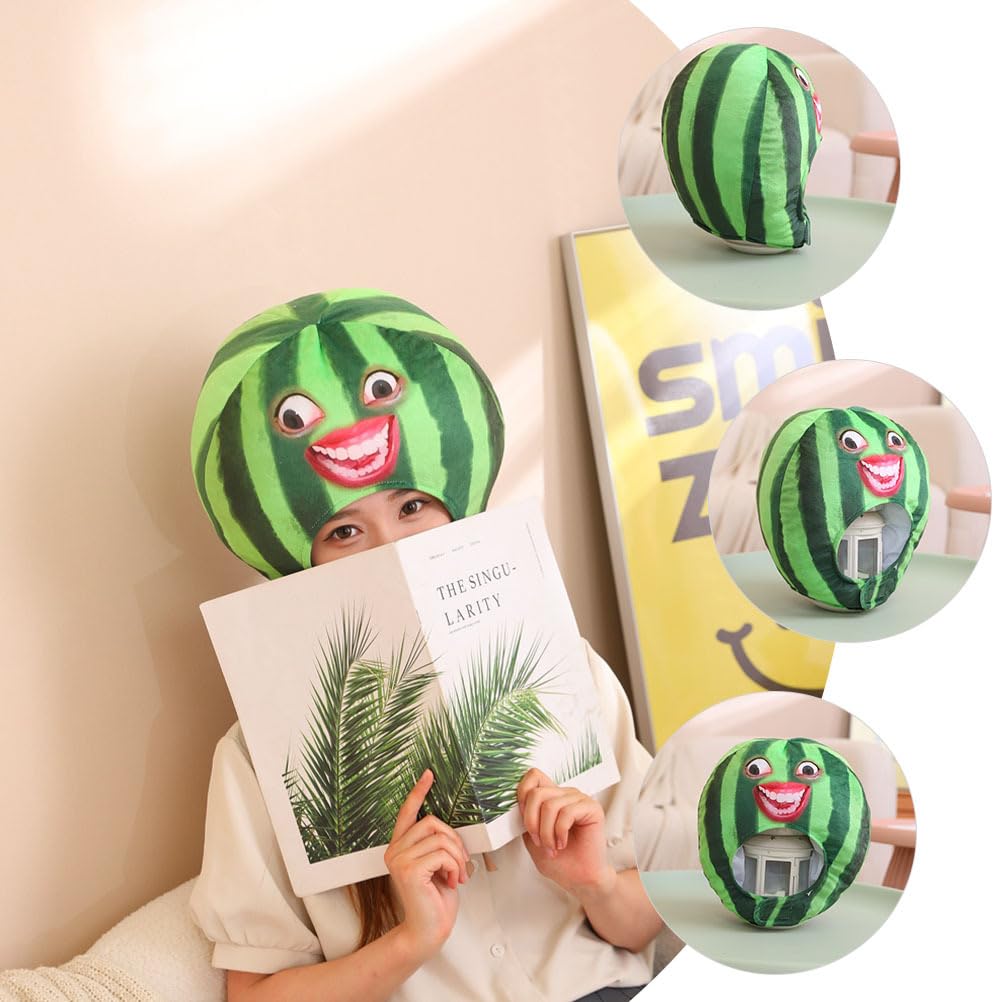 Funny Watermelon Hat, Plush Fruit Headpiece - Image 3