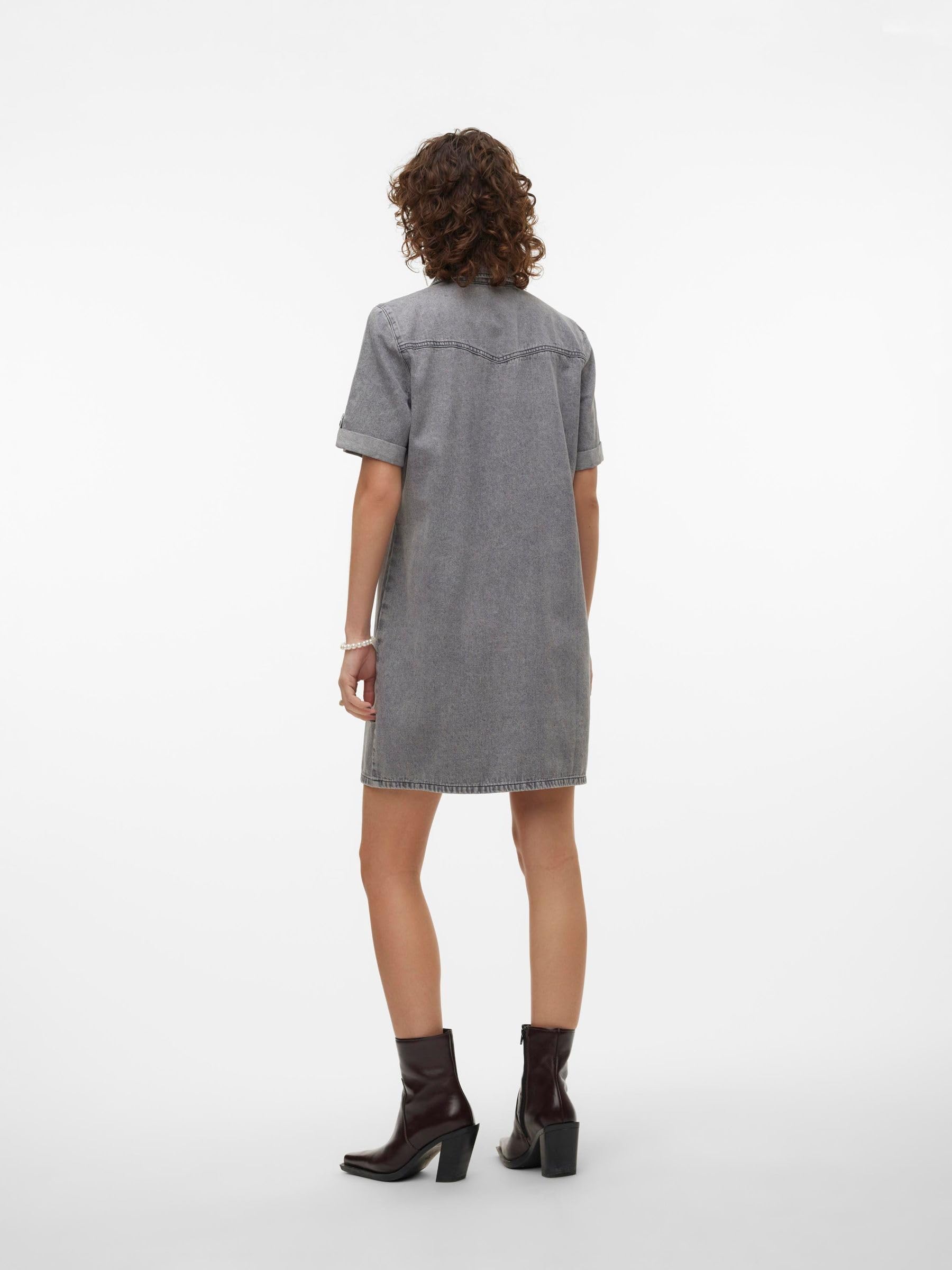 VERO MODA Sukienka Kobiety Vmjennie Ss Short Denim Dress Mix Noos