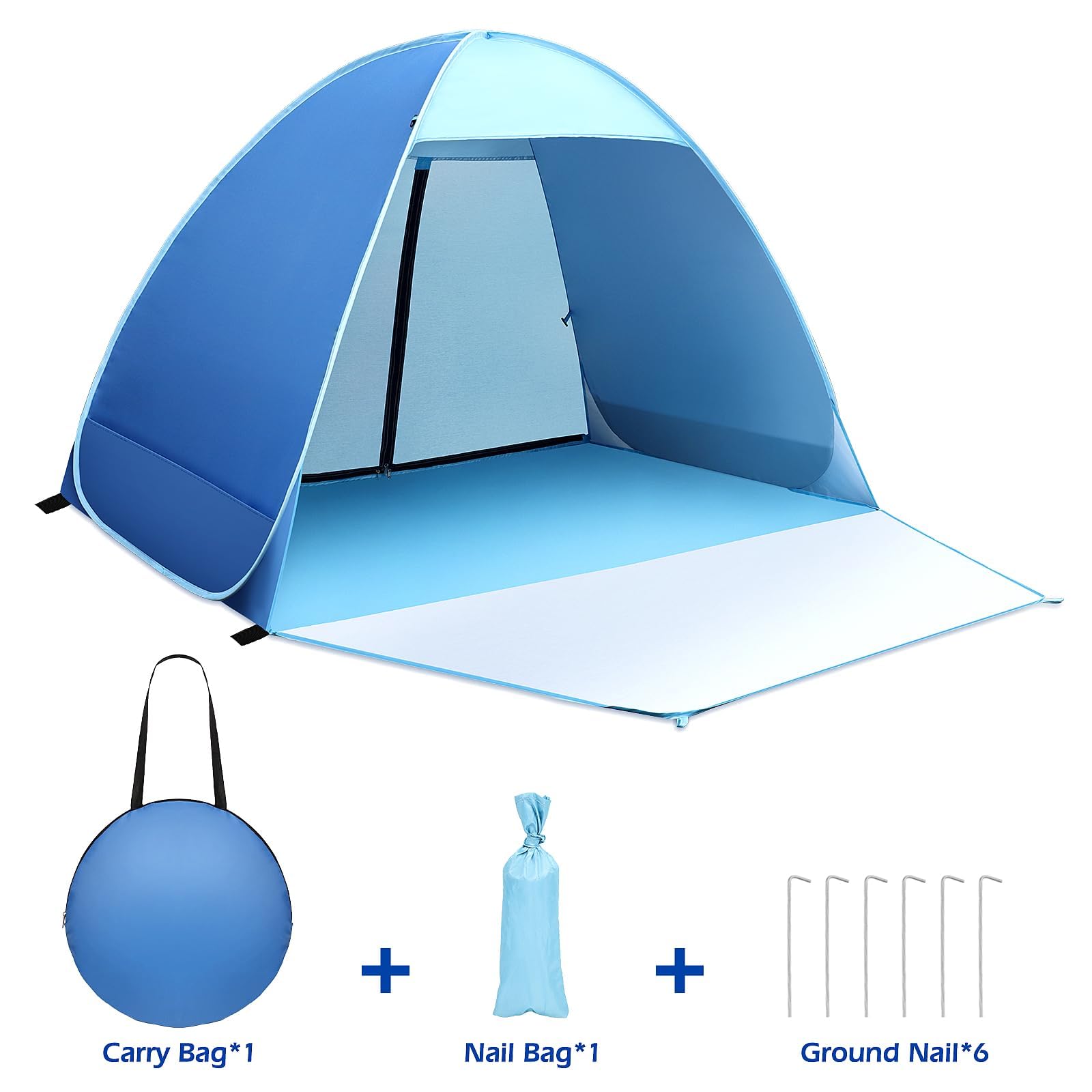 Tenda da Spiaggia Pop-up Portatile UV 50+ per 1-2 Persone, Tenda Mare Spiaggia Portatile Leggera e Compatta per Mare, Giardino, Viaggi Verde