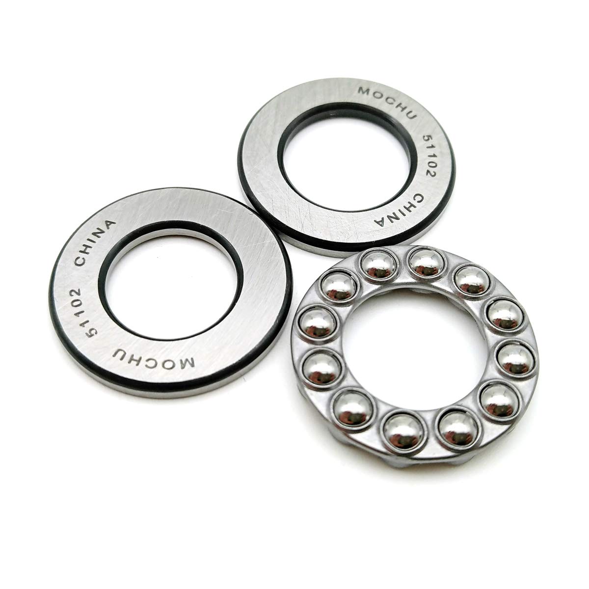 MOCHU Thrust Ball Bearings Single Direction 51102 8102 15x28x9 Axial Deep Groove Ball Bearings Open Steel Cage, 15mm Bore, 28mm OD, 9mm Width