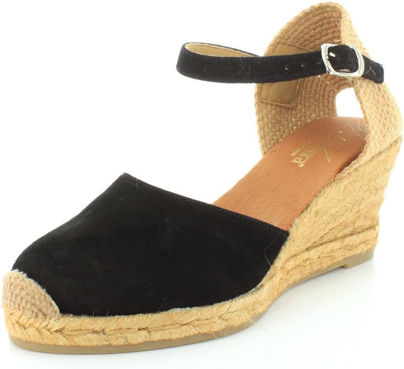 Spring Step Womens Antoine Wedge Espadrilles-6 Black