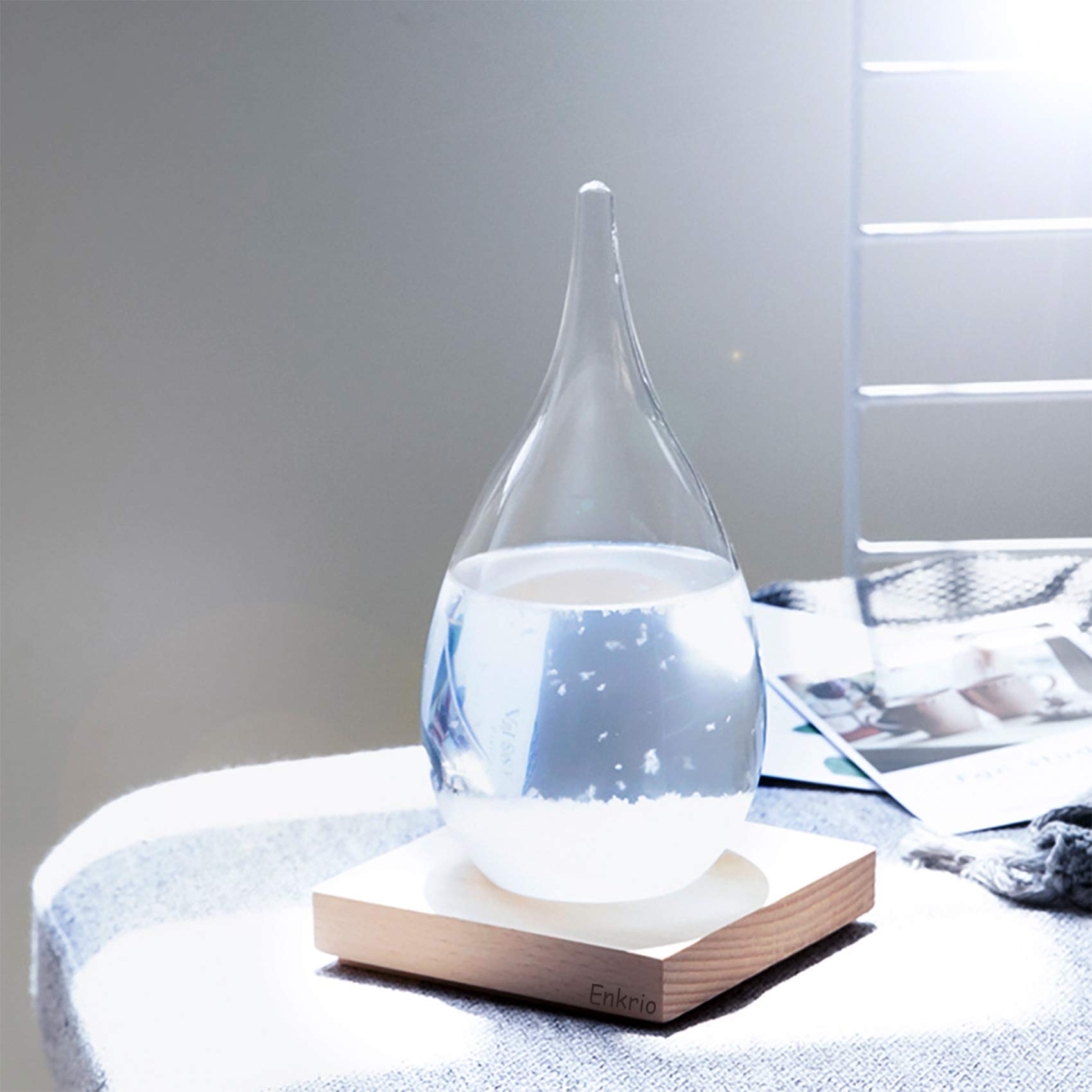 Storm Glass Weather Predictor, Barometer Bottle with Wood Base for Home & Office Decoration - Weather Station (Medium)