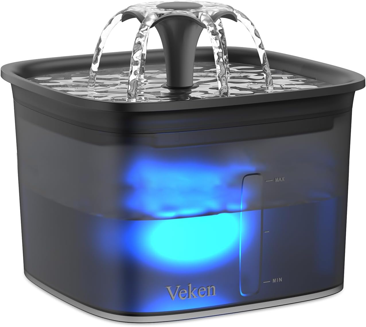 VekenVeken 95oz/2.8L Pet Fountain, Automatic Cat Water Fountain Dog Water Dispenser with Replacement Filters for Cats, Dogs, Multiple Pets (Space Black, Plastic)