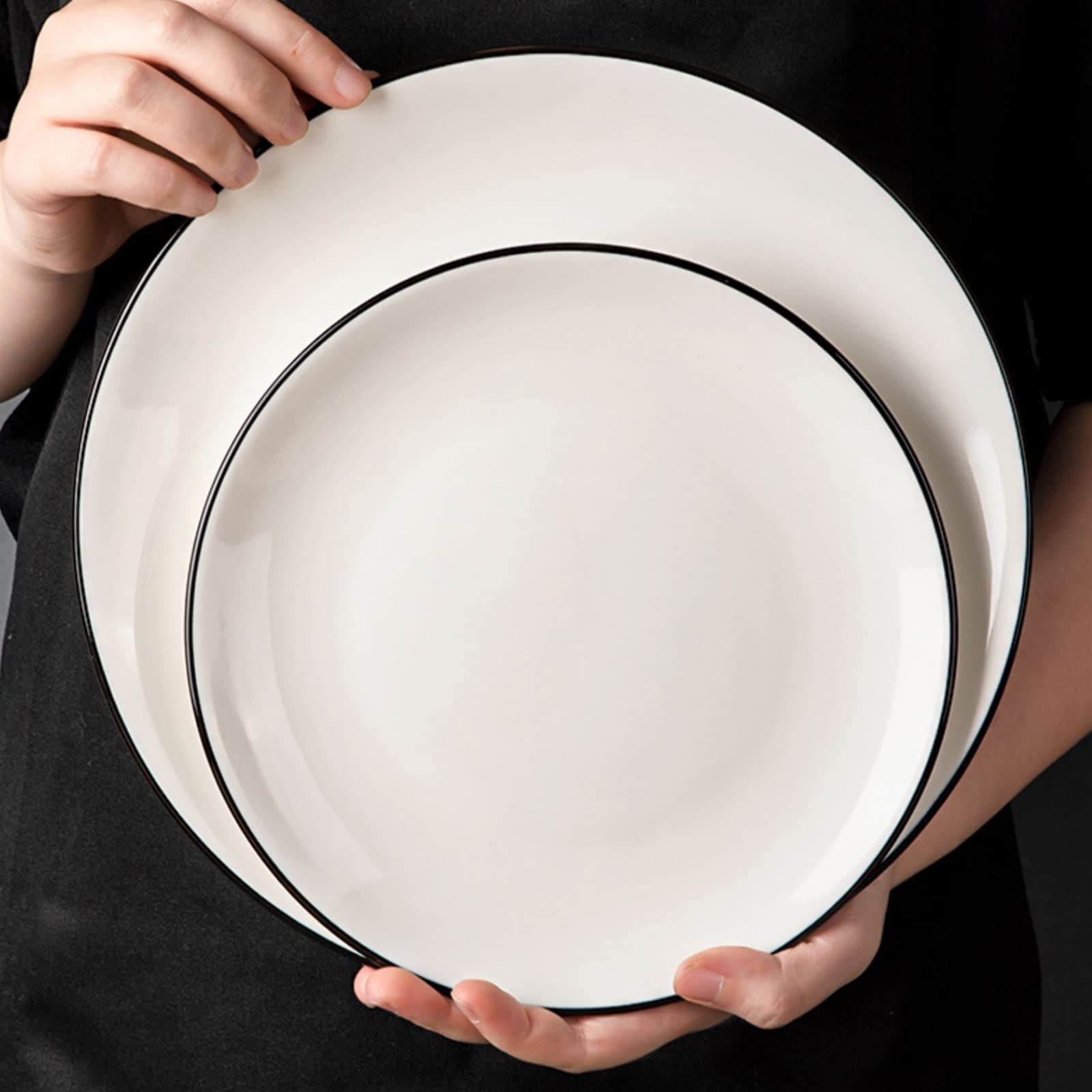 Talerze Obiadowe Płyta ceramiczna Strona główna Kuchnia Jadalnia Talerz deserowy do jadalni Okrągłe naczynie śniadaniowy Biały płaski talerz Prosty głęboki