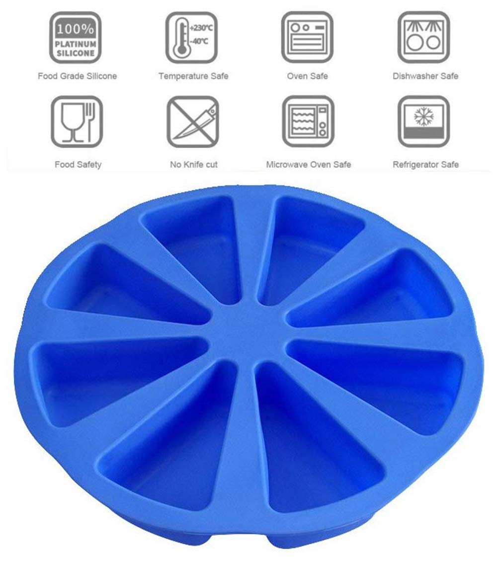 MIREN 8 Triangle Cavity Silicone Portion Cake Mold Scottish Scone & Cornbread Pan Slices Pastry Pan Pizza Slices Pan (Blue) by MIREN
