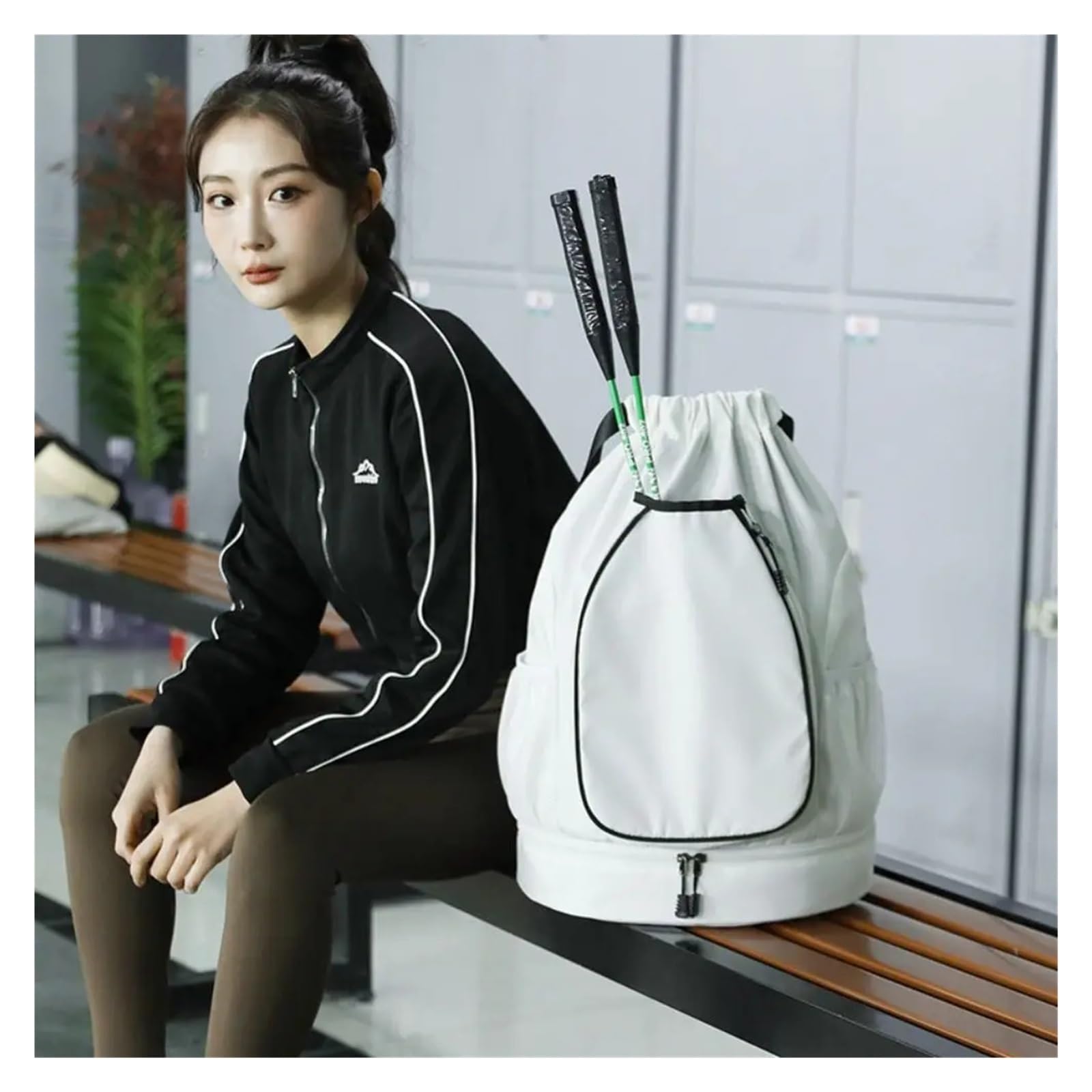 Raquetero Tenis Mochila for Raqueta De Tenis con Bolsillo for Zapatos, Bolsa Deportiva Gran Capacidad for Bádminton, Correa Ajustable, Cierre Cordón, 2 Raquetas