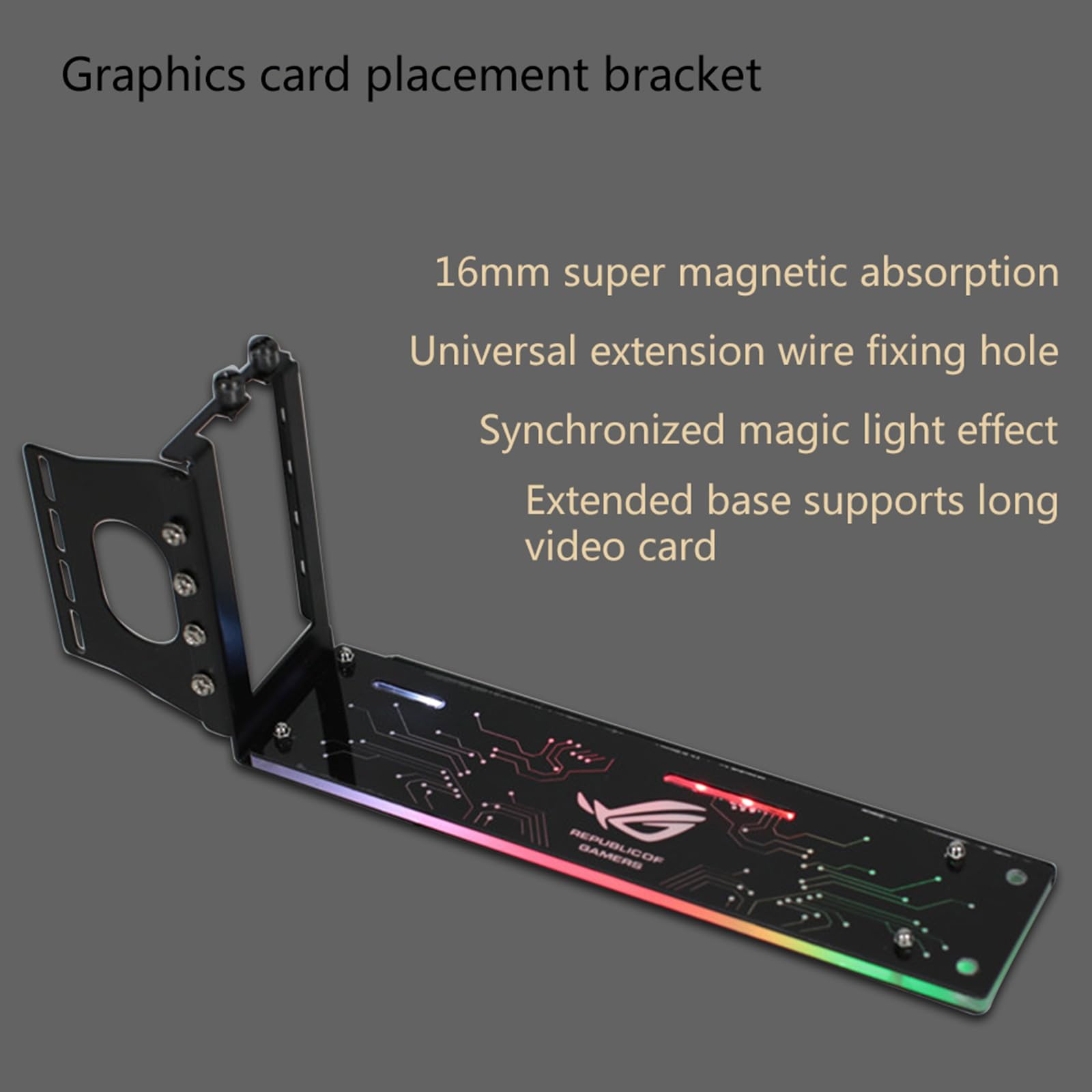 Scheda grafica Supporto verticale Computer PCIe 3.0 Verticalmente GPU Staffa per Caso Cavalletto Base con LED 5V ARGB Syn GPU Verticalmente Supporto