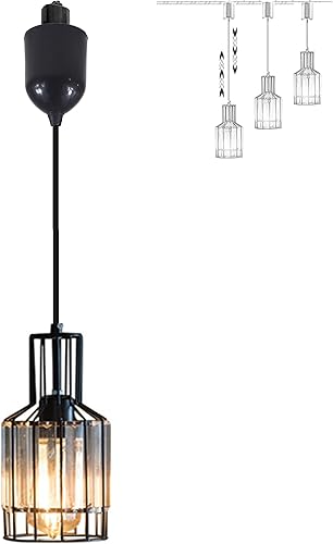 Miniatura 20 de Lámpara circular de cristal transparente, colgantes de iluminación de pista de halo de 3 pies con control remoto con bombillas de calor