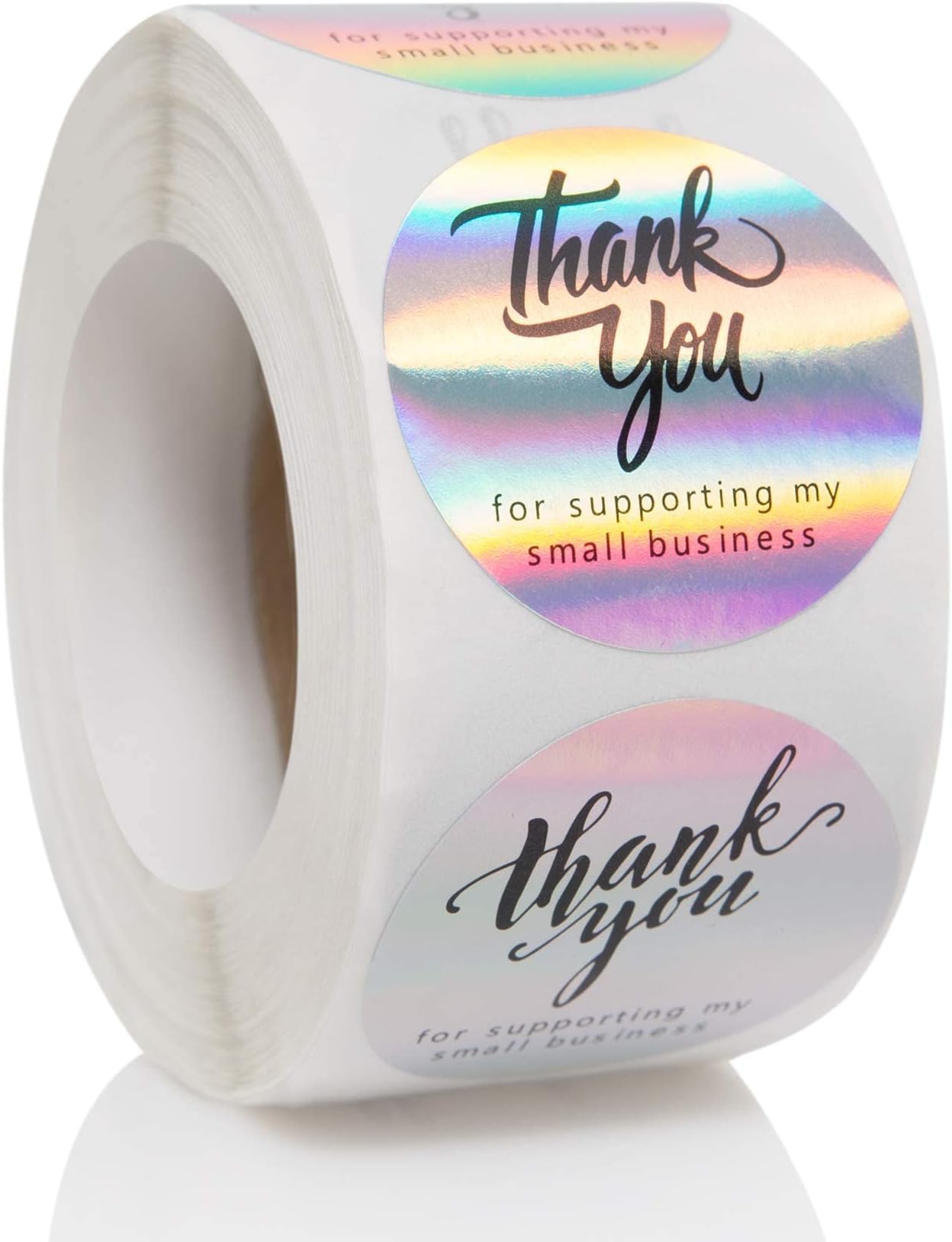 1.5" Thank You for Supporting My Small Business Stickers, 4 Designs, Round Shape Adhesive Holographic Stickers Rainbow Holo Stickers for Business Boutiques Shop Wrapping Supplies, 500 Labels Per Roll…