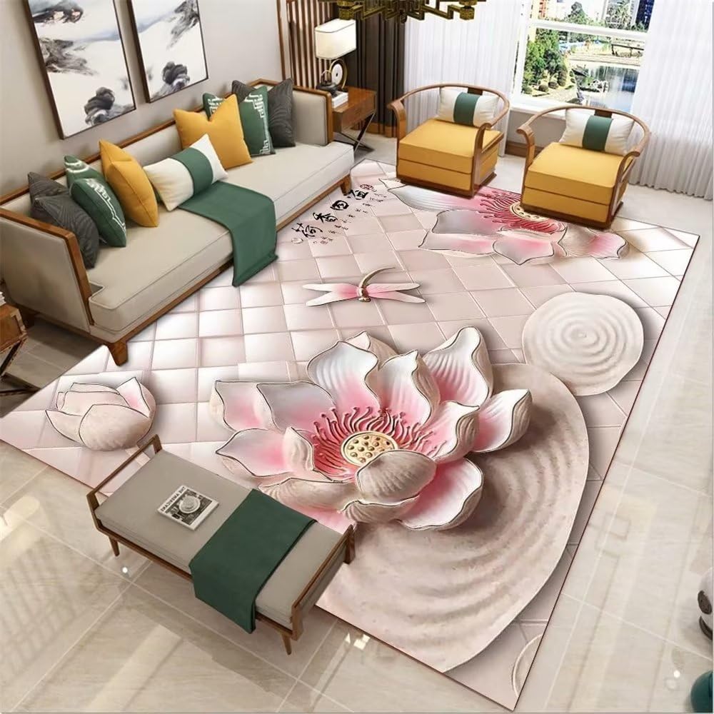 Tapis XXL rose lotus 60x120cm idéal pour décoration chambre fille