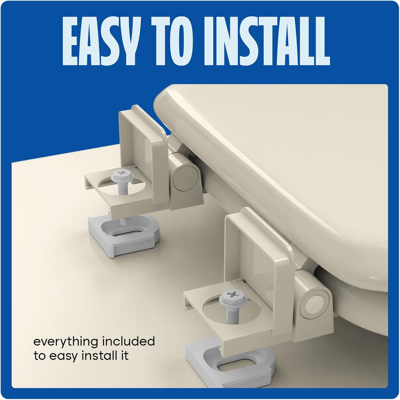 HIGHCRAFT Premium Round Toilet Seat with Adjustable Hinges & Quick Removal Mechanism - Molded Wood Toilet Seat - Fits Standard Round Toilets - Round Seat in Bone/Beige