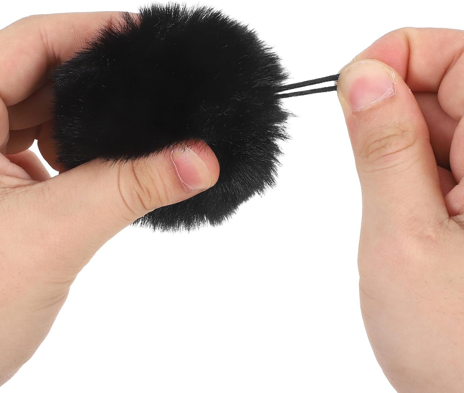 Gadpiparty 40pcs Pompom Balls for Crafting and Accessories - Small Furry Balls for Keychains Pendant - Black Faux Fur Pompom DIY Projects 2.75 Inch