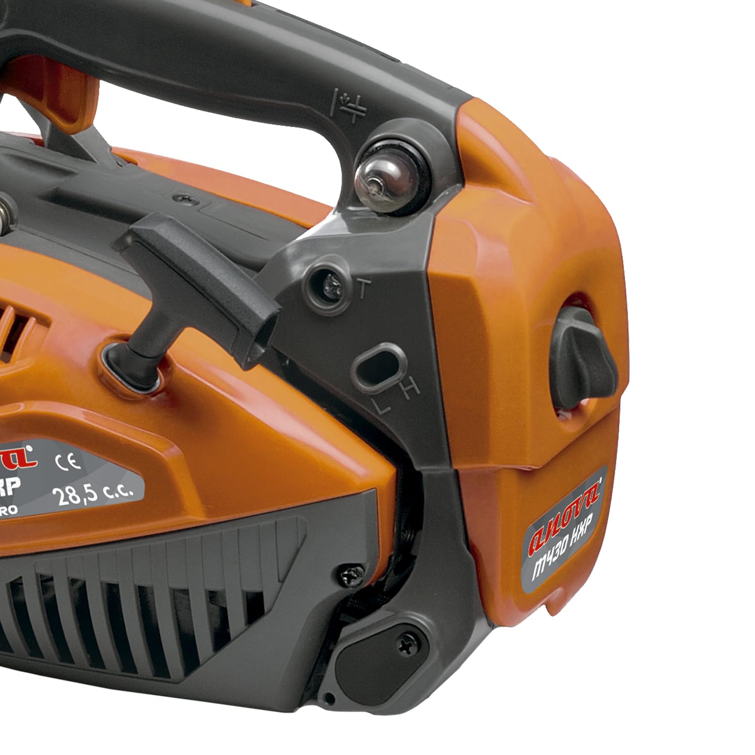 ANOVA - Motosierra Gasolina | 1,3 CV - 1,0KW | 28,5 CC | 3,26 KG | Espada 12" - 3/8" BP - 30 CM OREGON | Para Tala, Poda y Corte de Madera en Jardín y Trabajos Forestales | Arranque Manual