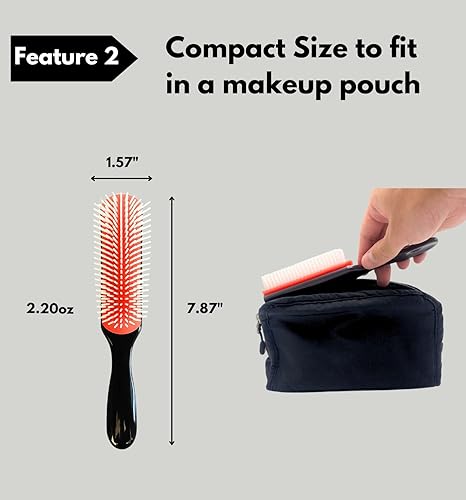 Miniatura 4 de MDSTYLE Cepillo para cabello rizado, grueso, ondulado y enrollado, definición de rizos, desenredante, peinado, secado por soplado, moldeador,