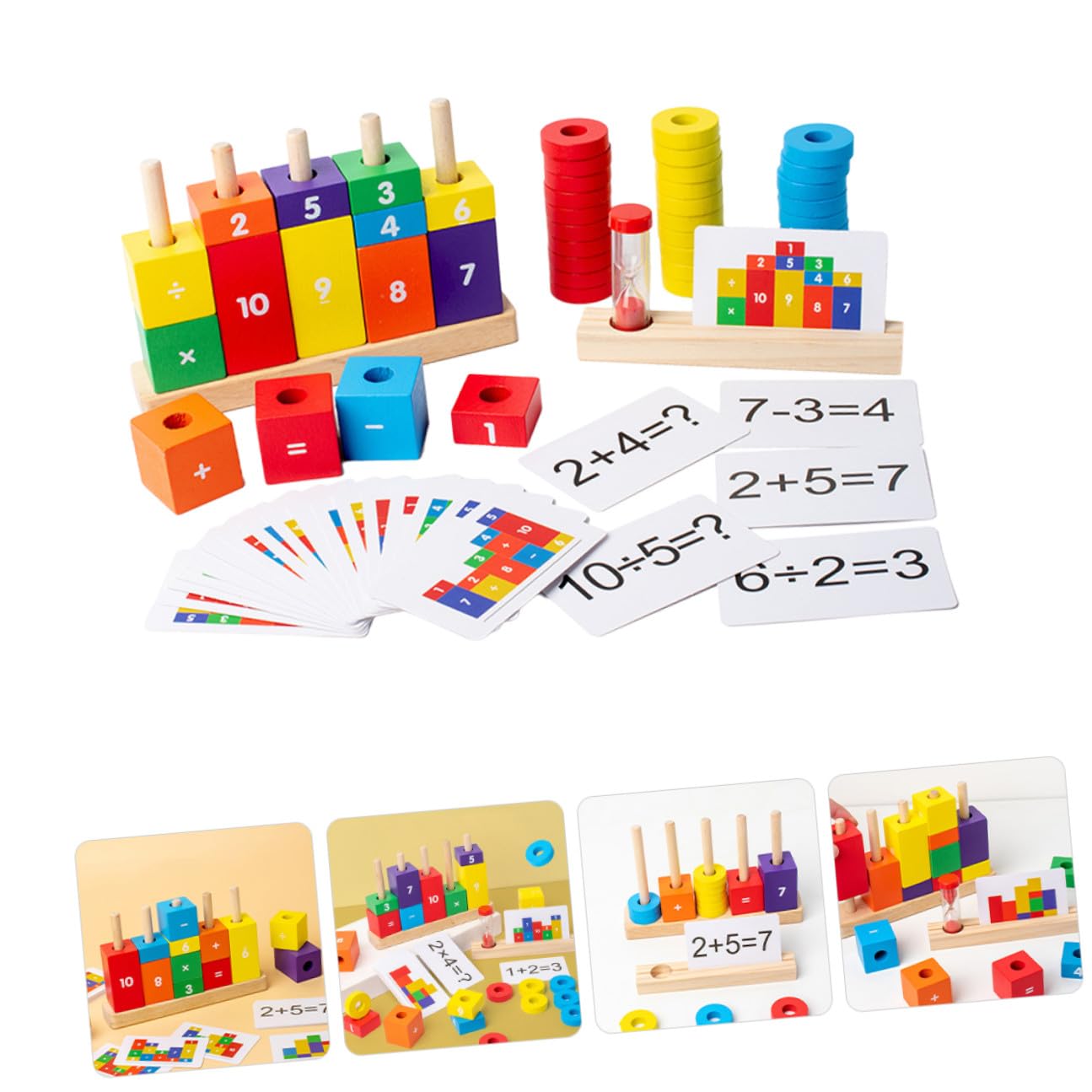 BESTonZON Bloques de Operación Digital para Aprender Matemáticas Juguete de Madera y Resta Juguete Educativo Temprano Bloques de Construcción Coloridos