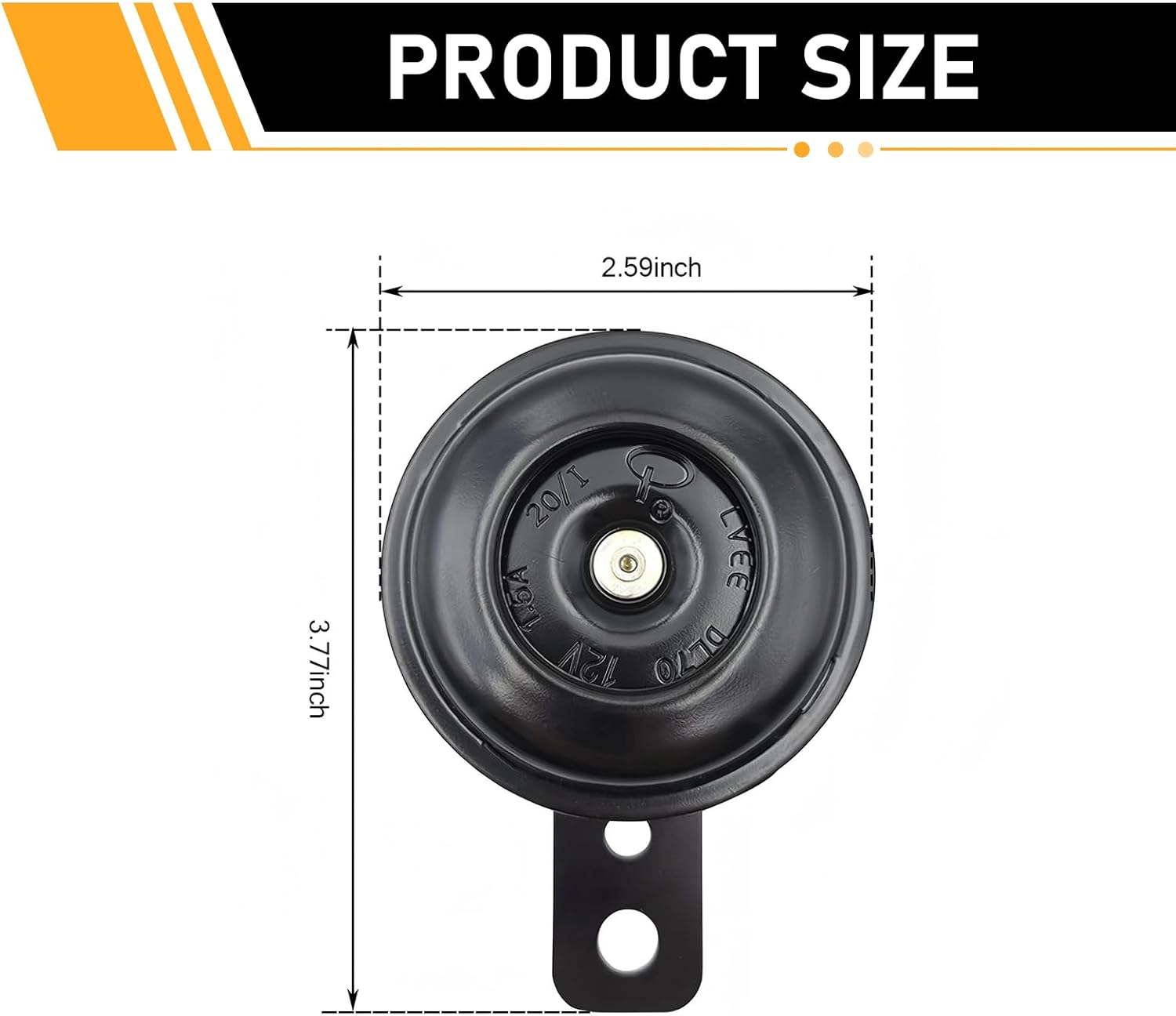 Motorcycle Electric Horn, 12 V 1.5 A High Decibel Round Snail Horn, 105dB Waterproof Anti-rust High Low Pitched Speaker, Universal Accessory for Motorcycle Dirt Bike ATV (Black)