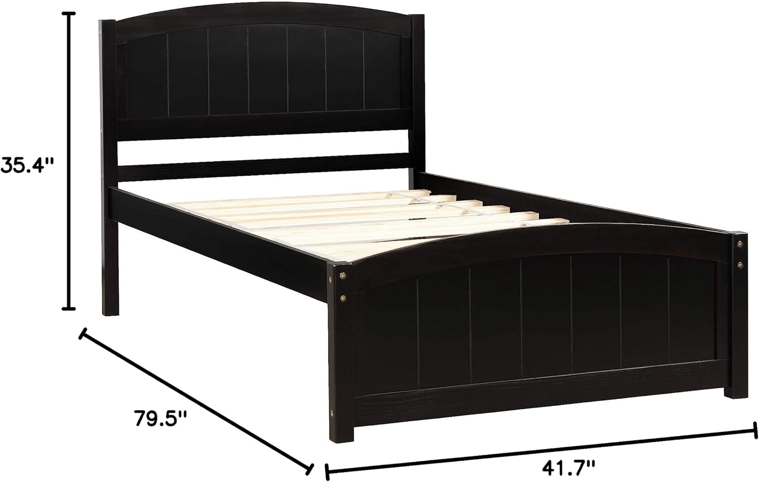 Merax Twin Size Pine Platform Bed Frame Mattress Foundation with Headboard/No Box Spring Needed/Easy Assembly, Espresso