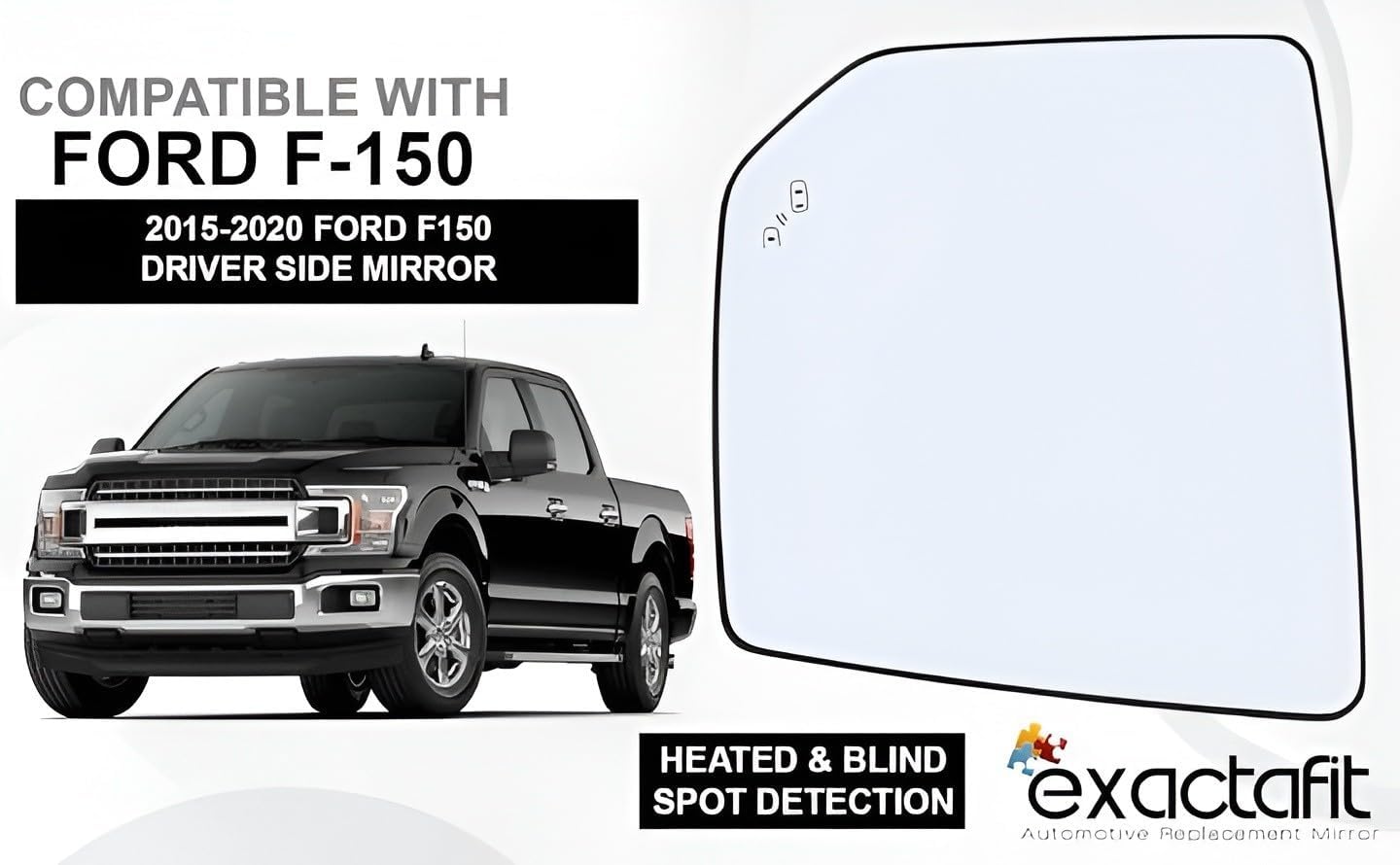 Driver Side Mirror Glass For 2015 2016 2017 2018 2019 2020 Ford F150 F-150 Pickup Truck Left Door Mirrors Heated Blind Spot Detection BLIS FL3Z17K707AH JL3Z17K707B