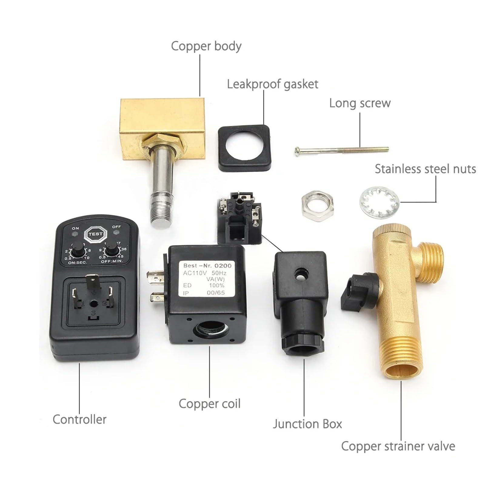 Válvula de drenaje de 1/2" con temporizador electrónico for compresor de aire, tanque de gas, válvulas de drenaje automáticas de 2 vías for filtros y cilindros de aire.(AC110V)