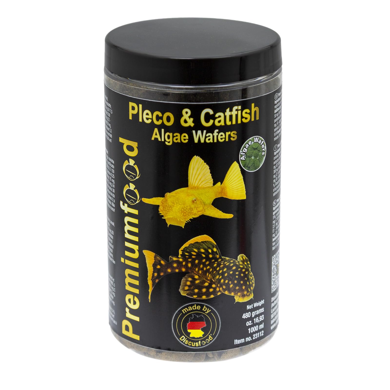 Pleco & Catfish Algae Wafers, 480 g, mangime per pesce gatto, pastiglie per mangime principale per pesce gatto, erbaio, adatte per tutti i pesci ornamentali erbivori