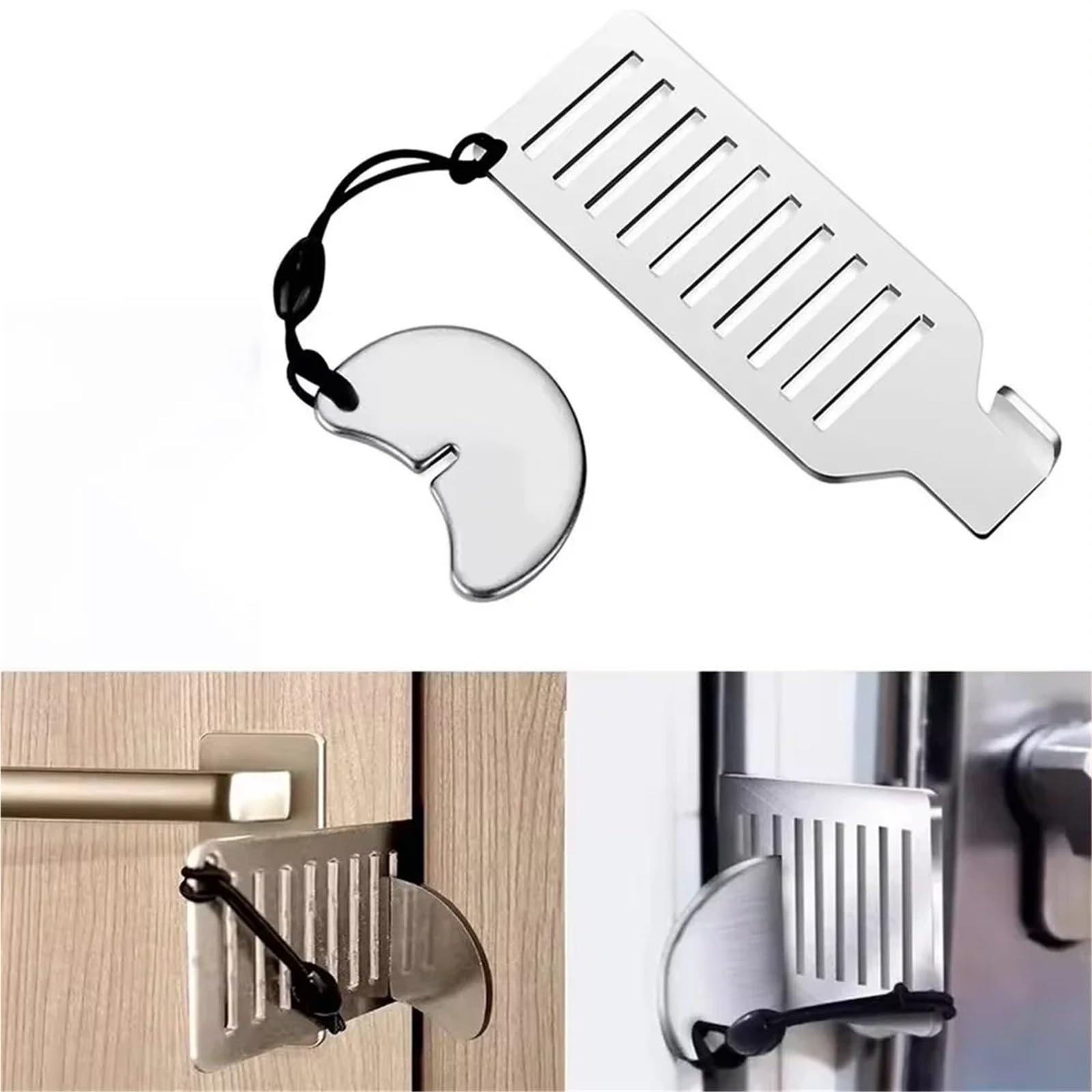 Mdsrfgn Women's One Color Portable Security Door Lock 8Cm Stainless Steel Portable Anti-Theft Door Blocker For Travel And Hotel