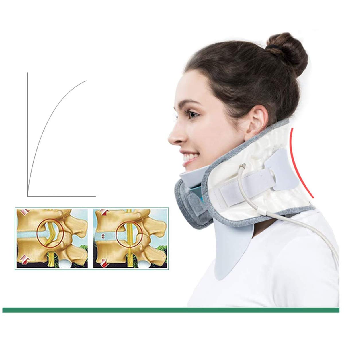 Collare cervicale Neck Brace, Dispositivo di trazione del Collo Gonfiabile, Strumento per Fisioterapia, impacco Caldo, Tratto di Cura Fisso