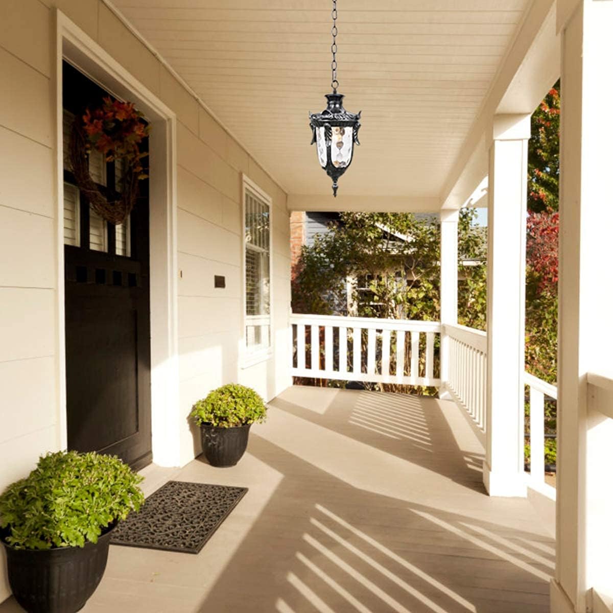 50% оƒƒ Dіѕсоunt Goalplus Hanging Porch Light Outdoor Pendant Light Fixture Vintage Exterior Hanging Lantern with Clear Hammered Glass, Dark Stone Finish, 16 1/2 High, IP44 Waterproof, LMSP2003-M