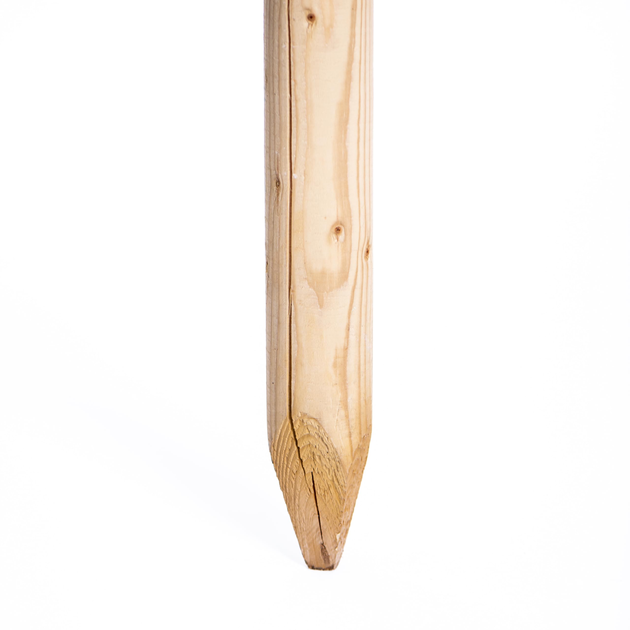 Garden Gear Wooden Tree Stake 1650mm x 50mm Tanalised Treated Tree Support Stake Machine Rounded Pointed Green Osmose AE500 Rot Resistant Softwood (2)