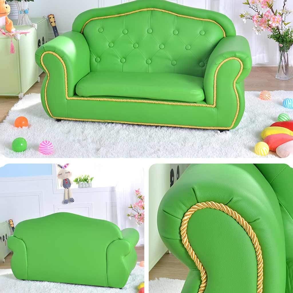 Couch European-Style Simple Princess Double Sofa Chair for Boys and Girls Small Resting Leather Armchair Beside The Bed in The Bedroom Easy to Clean (Colour: Blue Size: 6045104cm) (Green 60*45*104c