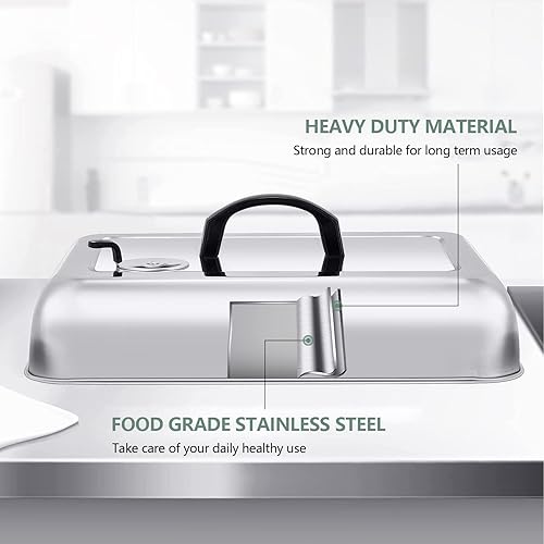 Miniatura 3 de Leonyo - 3 cubiertas de hilvanado para plancha resistente, cúpula rectangular grande de acero inoxidable de 13 y 9 pulgadas, tapa de vapor para