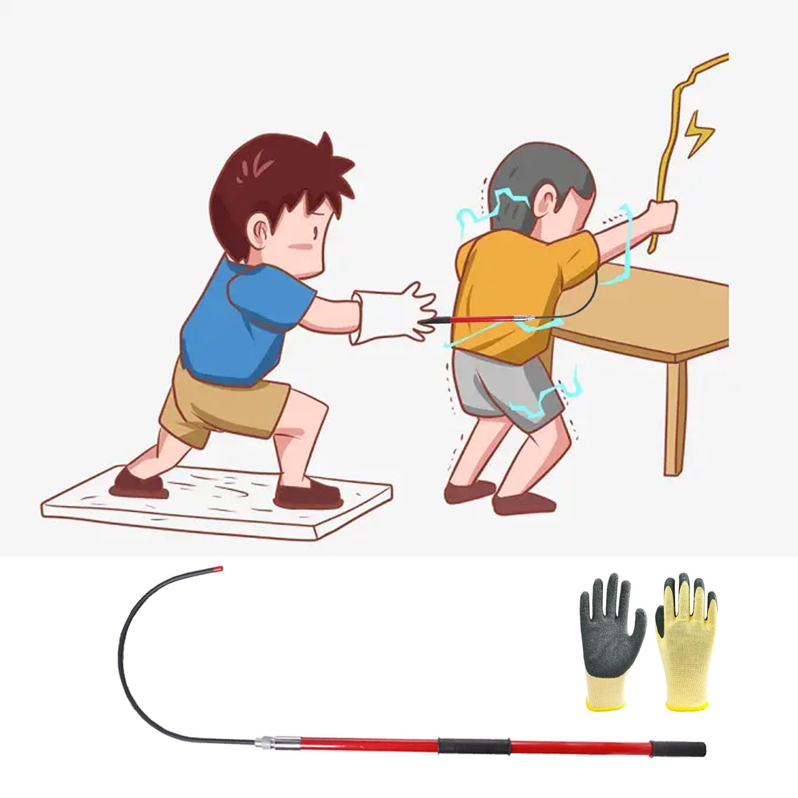 JKJZSALJ Safety Rescue Hook,Emergency Rescue Hook With Insulated Gloves, 6.6Ft Hot Stick For Electrical Safety, Life-Saving Tools For Electrocution Rescue, Green Rescue Pull Rod,Red,1m/3.3ft