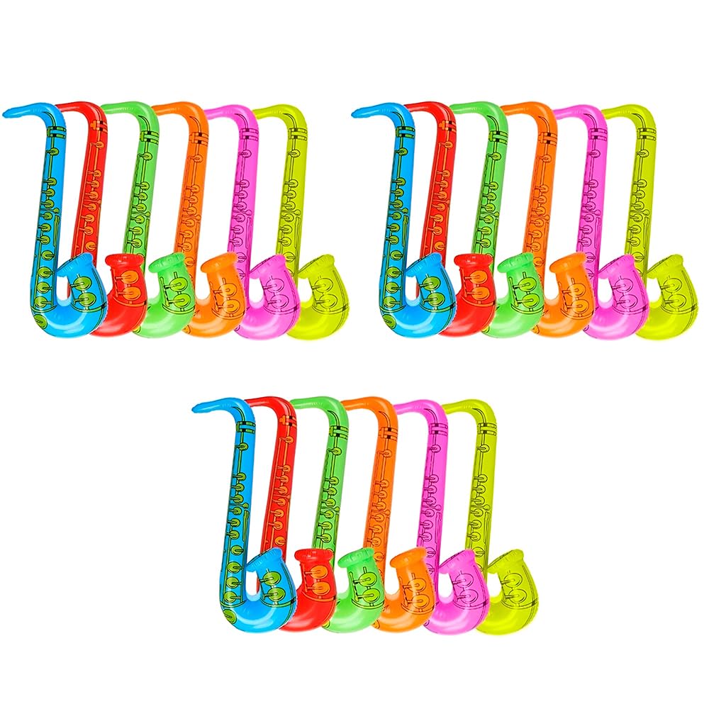 ASPIRE UK 8 Pack Inflatable Saxophone for Kids Adults | Easy to Carry | Blow Up Musical Instrument | Party Decoration and Festival | Attractive Colour and Designs for Kids