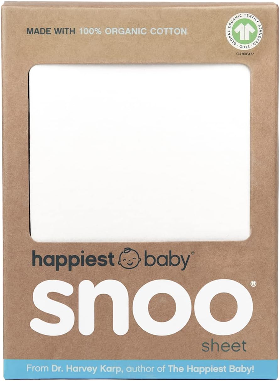 Happiest Baby SNOO Bassinet Fitted Sheet - 100% Organic Cotton Nursery Bedding - Fits SNOO Sleeper Crib Mattress (Ivory)