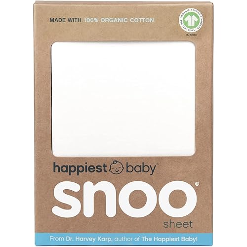 Happiest Baby SNOO Bassinet Fitted Sheet - 100% Organic Cotton Nursery Bedding - Fits SNOO Sleeper Crib Mattress (White)