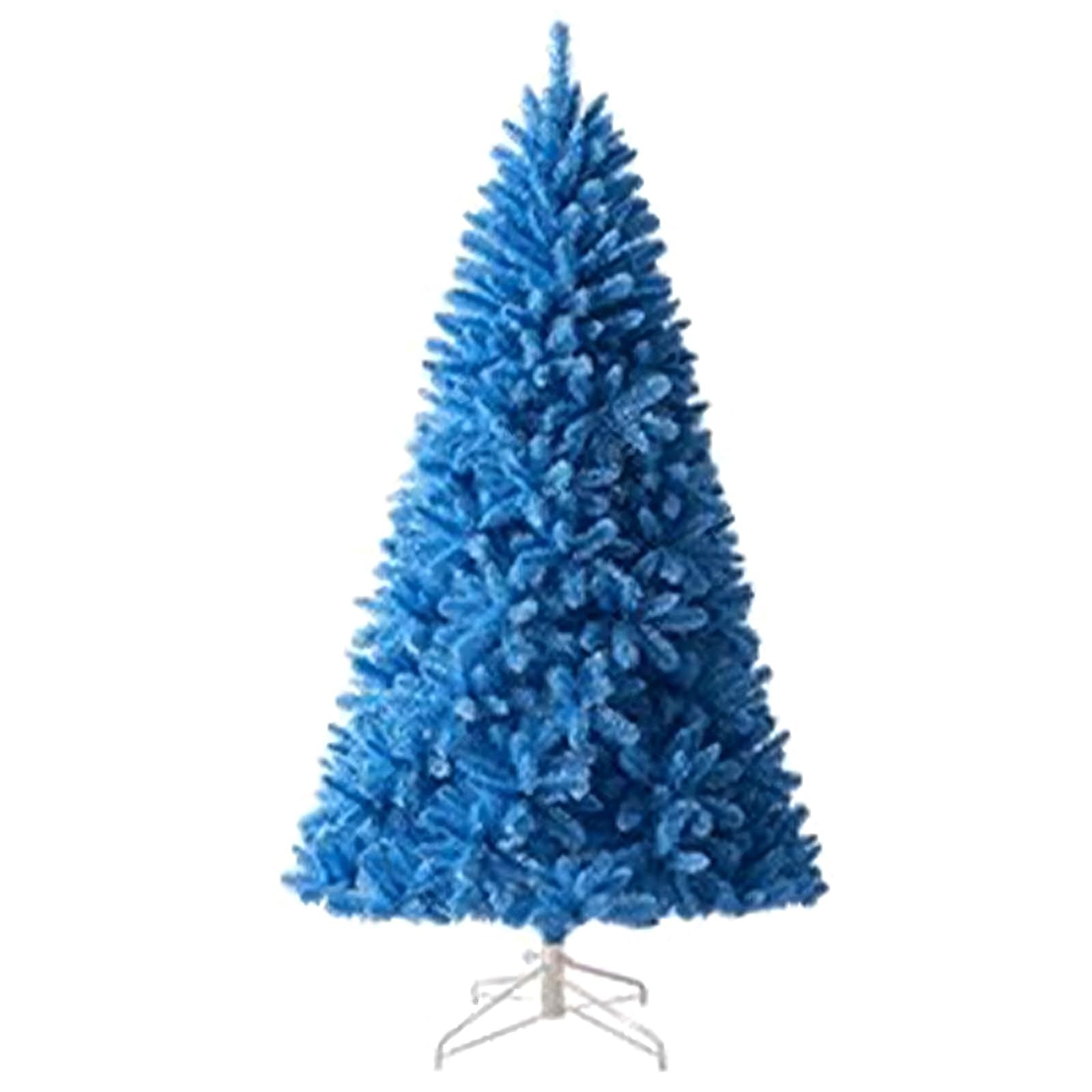 Künstlicher Weihnachtsbaum Weiße 150/180/210/240/300 cm Christbaum Künstlich Wie Echt PVC Zweige und Eisenständer für Einkaufszentren, Häuser, Schulen, Hotels 8 Farben(Blue,180cm/70.9")