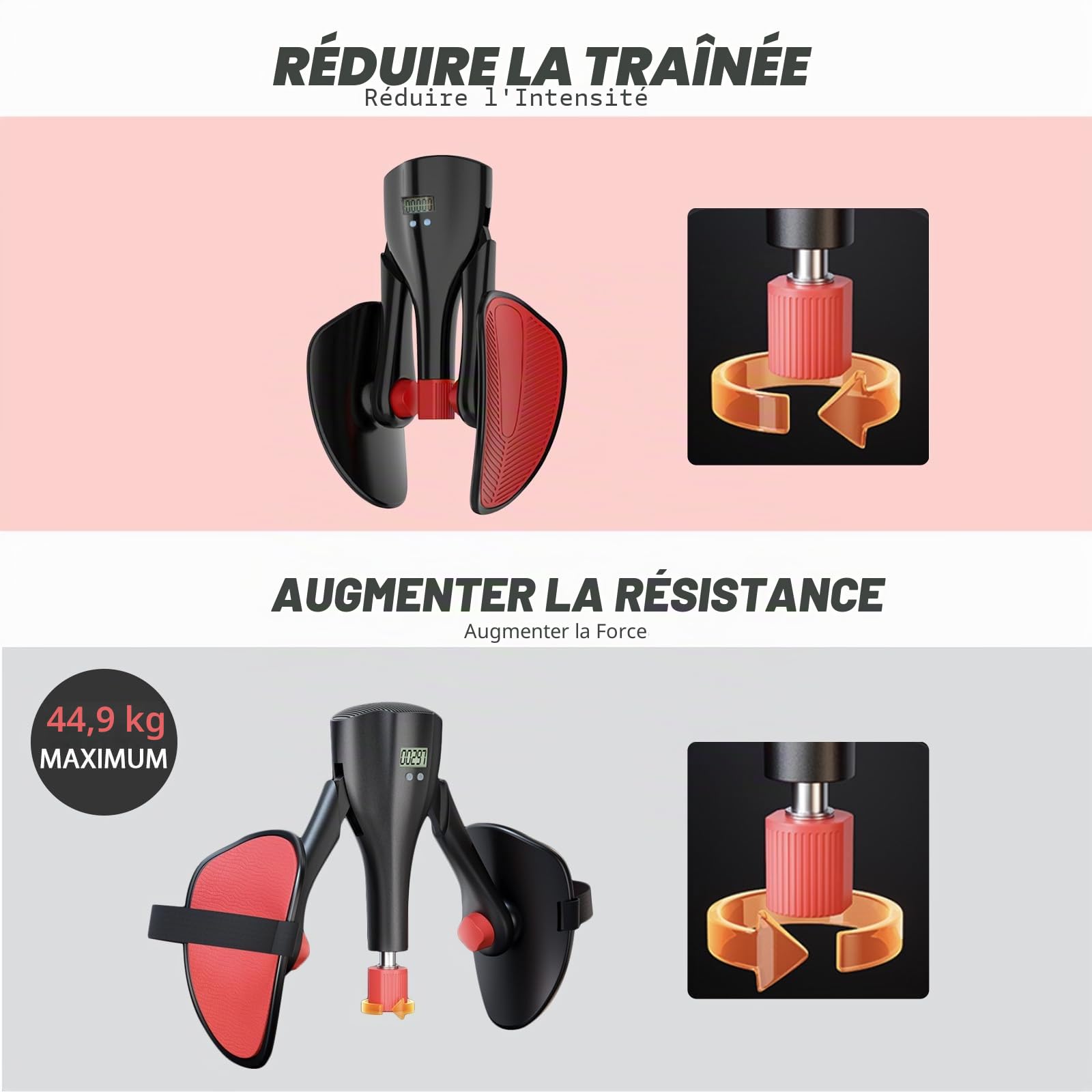 Entraîneur de plancher pelvien à résistance réglable avec compteur, maître de cuisse de 45 kg pour exercices intérieurs de cuisse, hanches et Kegel, équipement d'entraînement à domicile pour homme et