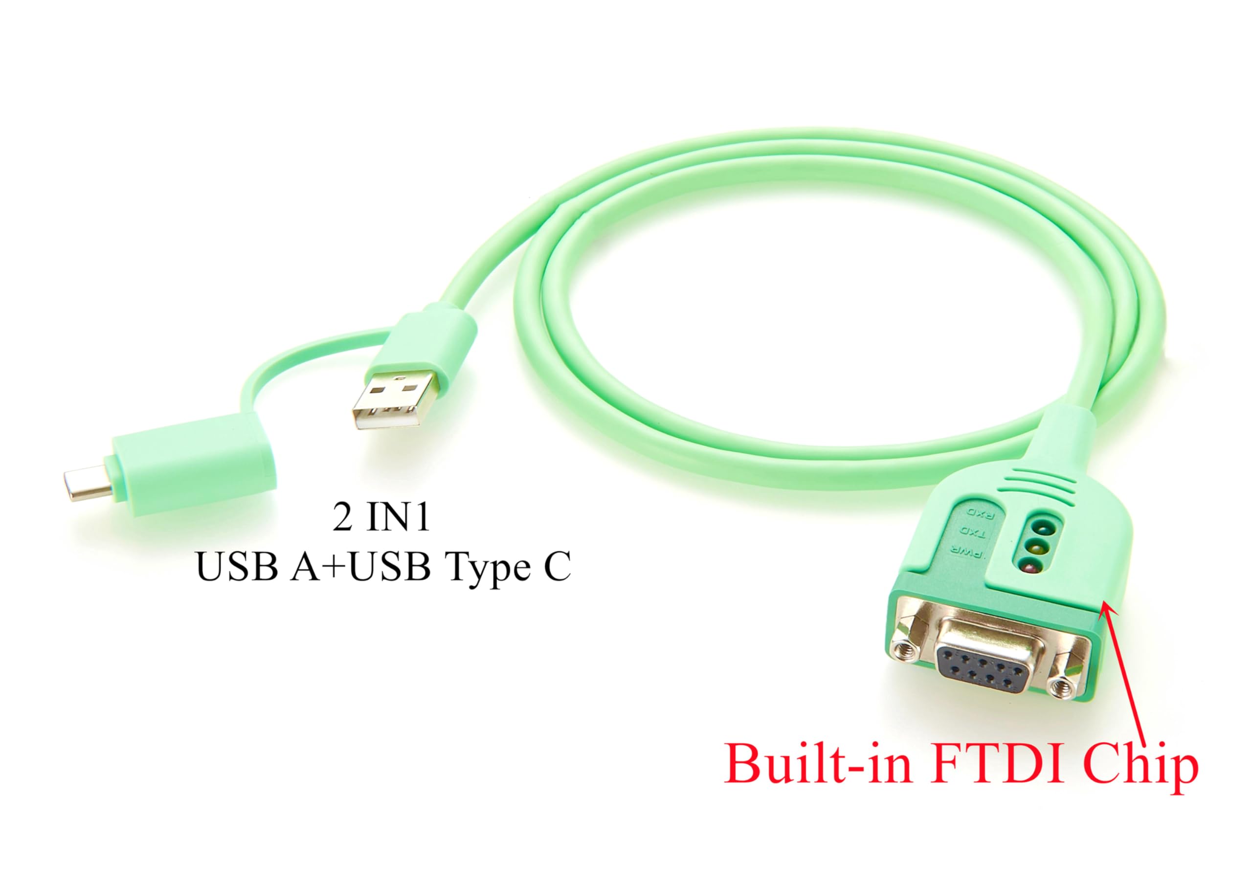 Câble adaptateur série USB-C vers RS232 USB 2.0 vers RS232 DB9 femelle avec puce FT232RNL pour Windows 11 10 8 7 Mac Linux