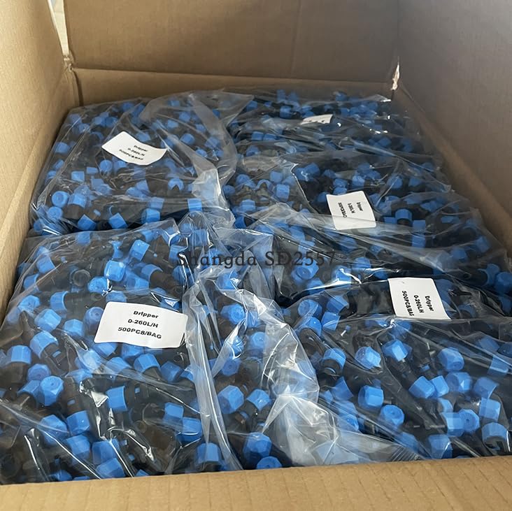 500 Pack Drip Irrigation Plastic Big Flux 0-260L Agricultural Adjustable Water Dripper,180 Degree Full Circle Pattern Water Flow Drip Emitter Micro Drip Irrigation Sprinklers for Home Garden Lawn