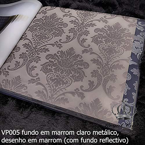 PAPEL PAPEL DE PAREDE COLEÇÃO VAPERSSE - ROYAL CASTLE (VP005 fundo em marrom claro metálico, desenho