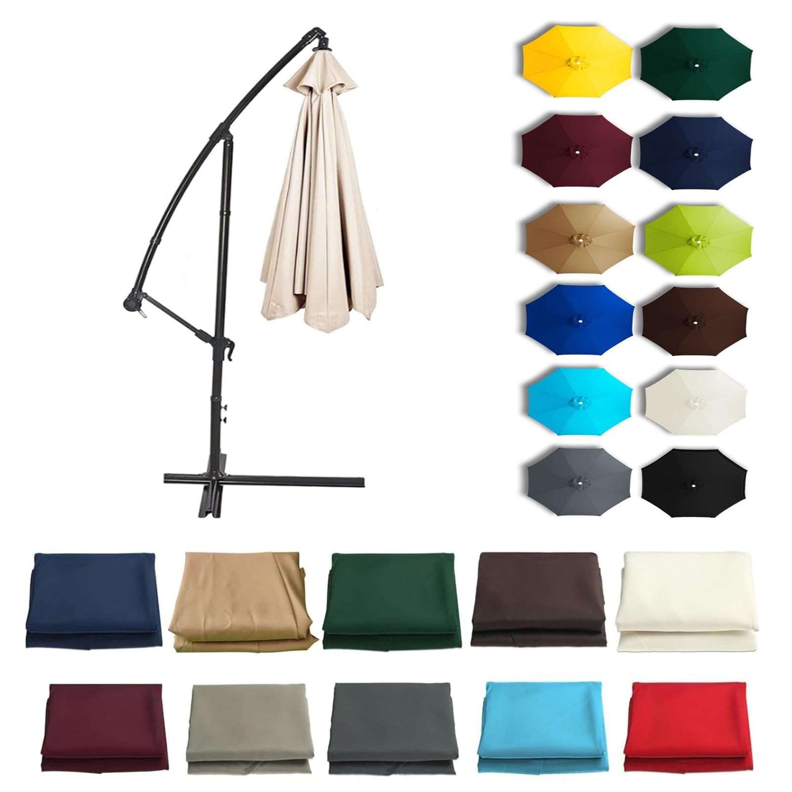 EYKWKB Outdoor Patio Umbrella Replacement Canopy For 6 Ribs/8 Ribs, Replacement Parasol Canopy For Garden Umbrella, Garden Umbrella Cover Replacement Parasol Fabric Cover for Sun Shade