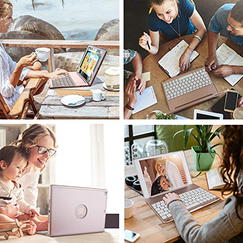 Nokbabo Ipad Keyboard Case For Ipad Pro 9.7 Inch, New 2018 Ipad, 2017 Ipad, Ipad Air 1 And 2 Bluetooth Keyboard With 130° Smart Folio Hard Back Cover, Ultra Slim, Auto Wake And Sleep - Rose Gold #TOP6