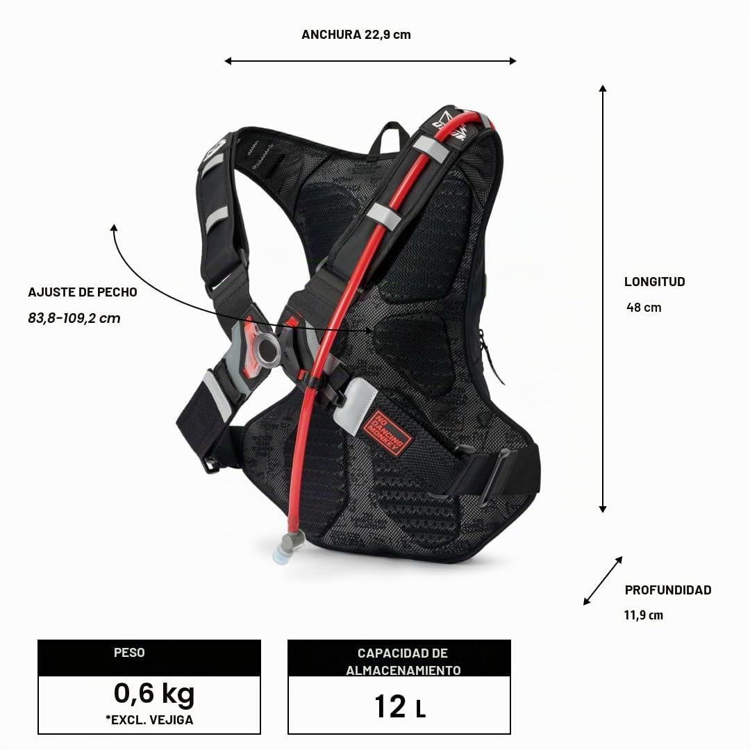 USWE Raw - Paquete de hidratación con vejiga de Agua, una Mochila de Gama Alta sin Rebote para Motocicleta Enduro y Todoterreno