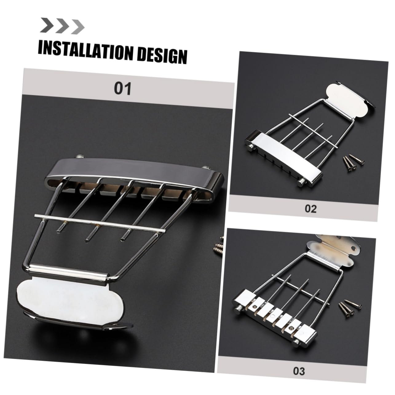 ifundom Ga420a Jazz Guitar Bridge Plate Easy Install Metal Tailpiece for Guitar Parts