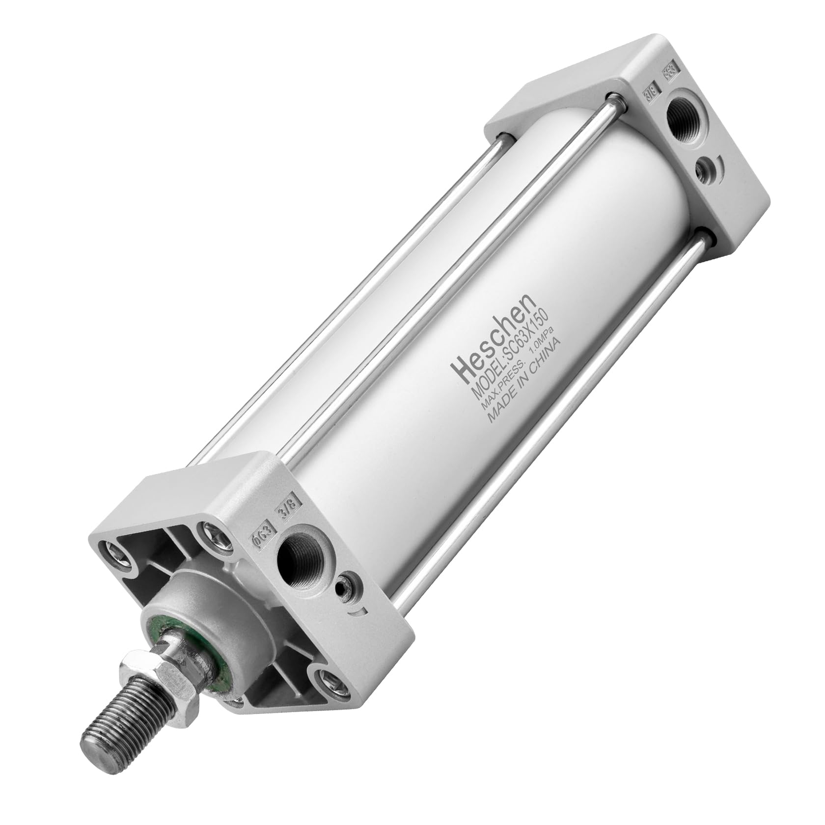 Heschen Silver Pneumatic Standard Cylinder, Sc 63-150, Pt3/8'' Port, 63Mm Bore, 150Mm Stroke, Double Acting