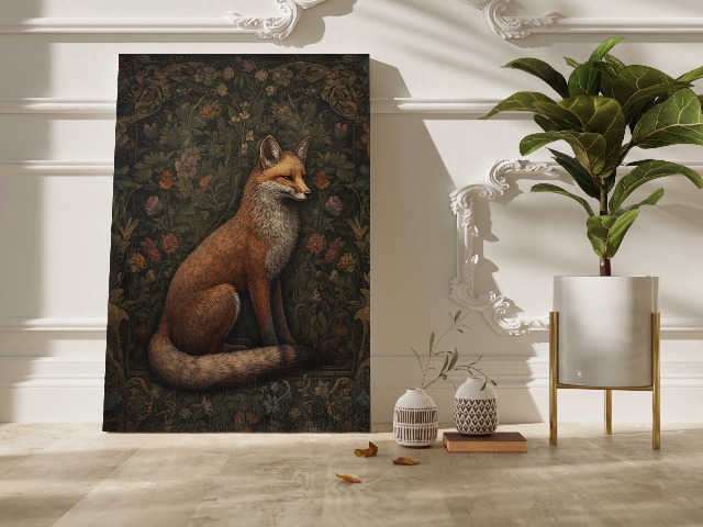 Amazon.com: Fchen art William Morris Inspired Fox Art Print
