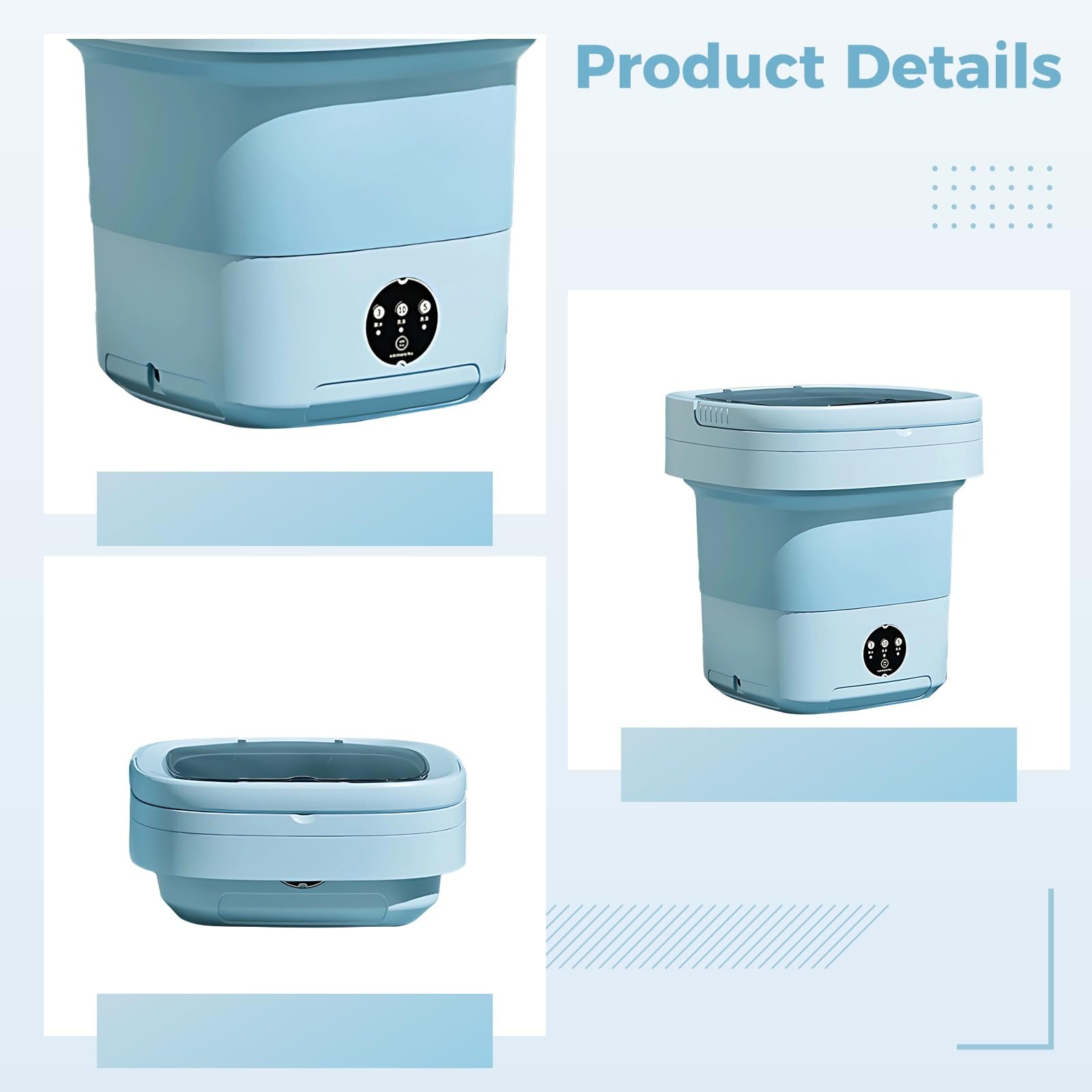 Mini lavatrice pieghevole, capacità 11 litri, adatta ai viaggi, 32 cm, perfetta per calzini, biancheria intima, appartamenti