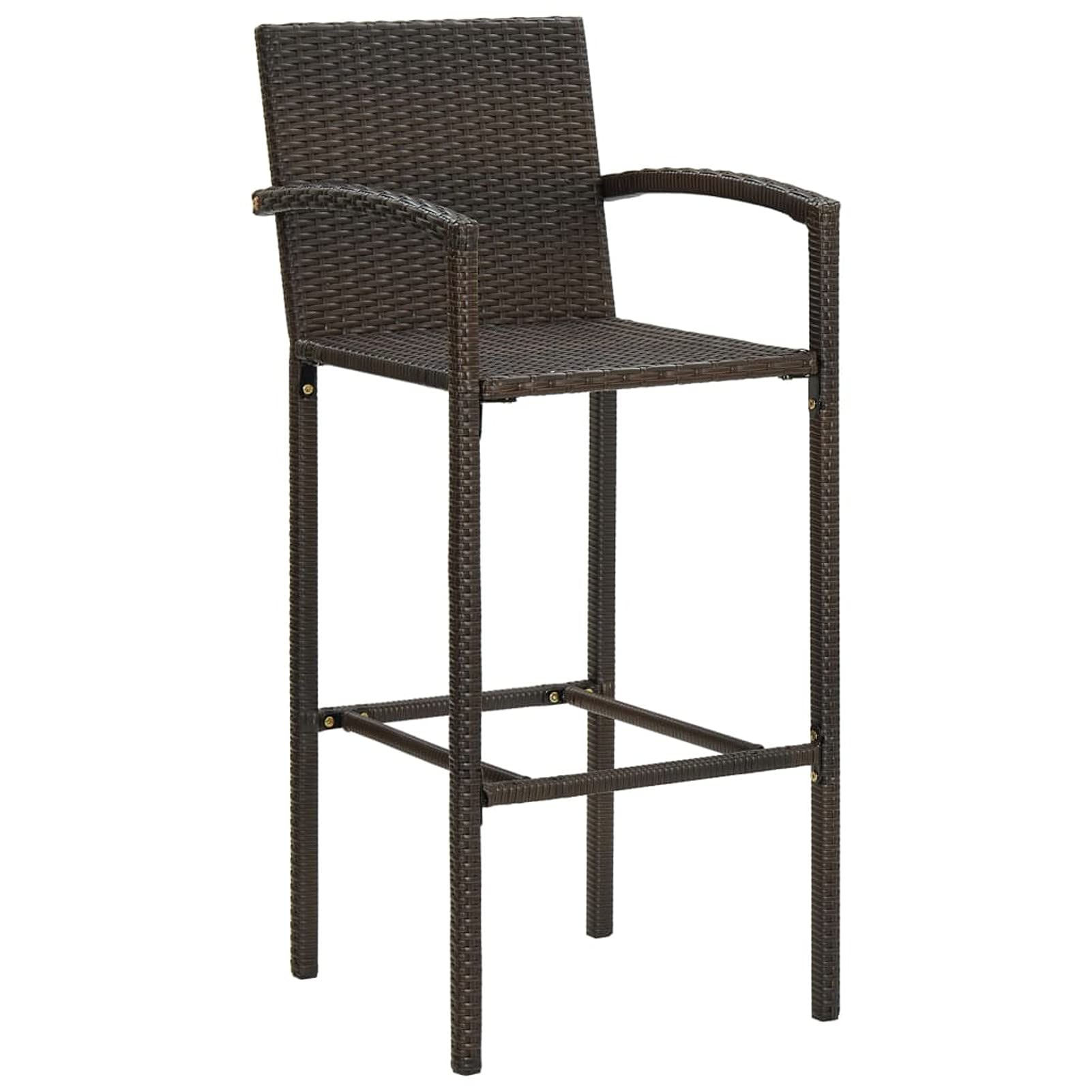 Homgoday Taburetes de bar, 4 unidades, marrones, de poliratán, silla de oficina, silla de escritorio, para salón o dormitorio