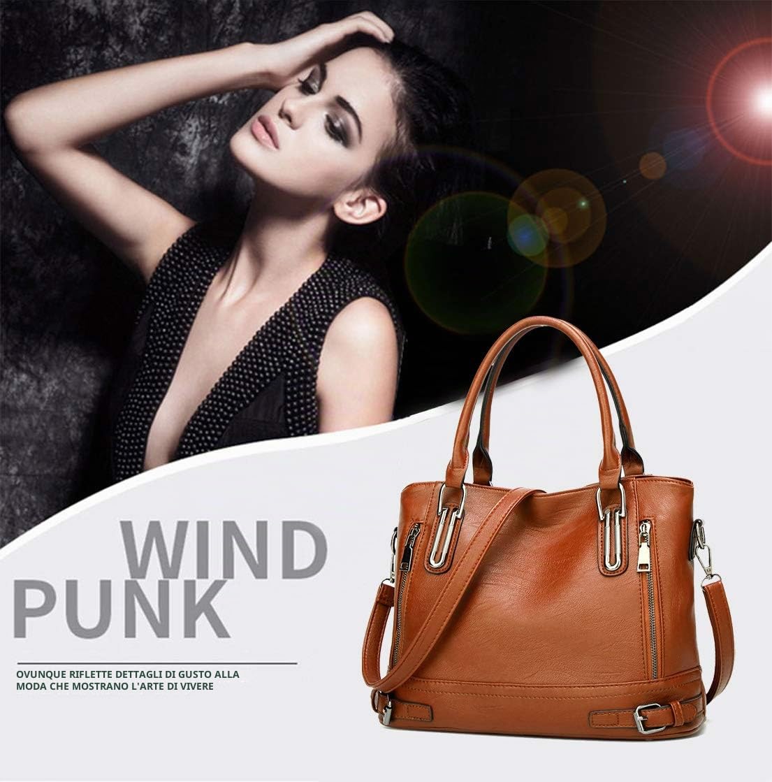 BUKESIYI Donna Borse a Mano Borsa a Tracoll Marca Spalla Elegante Tote 2024 PU Pelle IT77212 Marrone